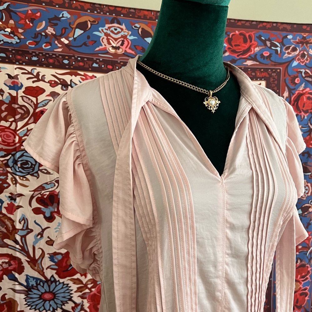 Tommy Hilfiger Soft Pink Ruffle Sleeve Midi Dress size 4